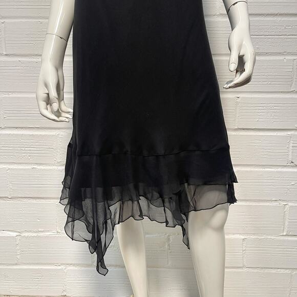 Vintage 90’s/Y2K Black Silk Bias Cut Dress Handkerchief Hem, Size 10 Medium - Picture 3 of 9